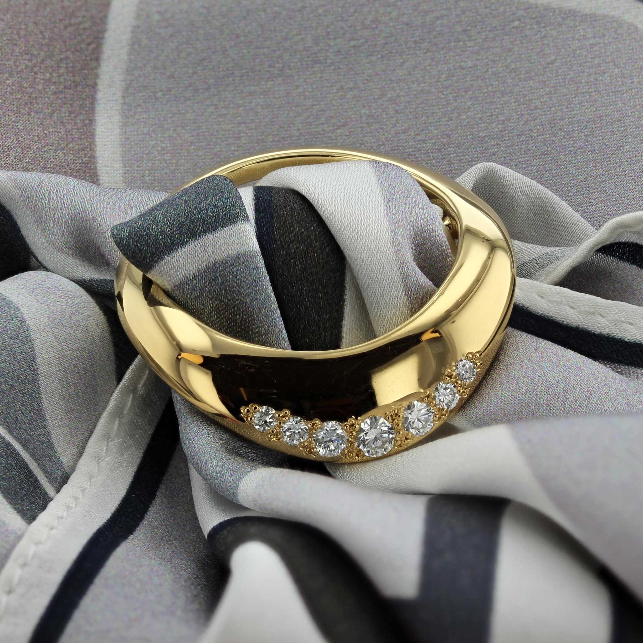 Yellow Gold Vermeil and Diamond Wave Scarf Ring